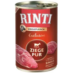 RINTI Singlefleisch Exclusive 400g Dose Hundenassfutter Sparpaket 48 x 400 Gramm Ziege Pur