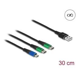 DELOCK USB Ladekabel 3 in 1 Typ-A zu Micro USB/ 2x USB 30 cm