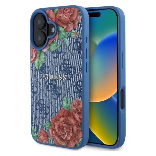 Guess GUHMP16SP4ROPEMCB iPhone 16 6.1 blue/blue hardcase 4G Flowers Print MagSafe (Apple iPhone 16) (GUE004234-0)
