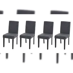 Décoshop26 - 4er-Set Esszimmerstühle mit dunkelgrauem Stoffbezug und dunklen Beinen CDS04563