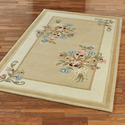 Touch of Class "Garden Bouquet Rectangle Rug, 3'3"" x 5'3"", Light Gold"