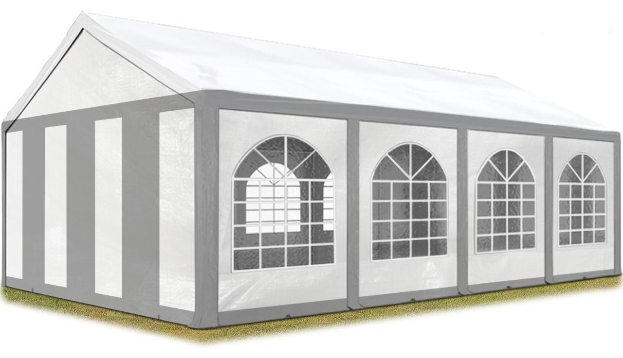 TOOLPORT Hochwertiges Partyzelt 4x8 m Pavillon Zelt ca. PE Plane 450 N Gartenzelt Festzelt Bierzelt Wasserdicht grau-weiß