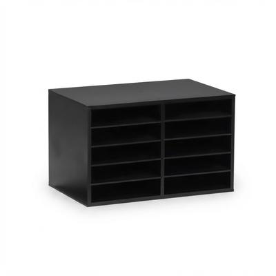 Relaxdays Dokumentenablage Bambus, DIN A4, 10 Fächer, Büro, HxBxT: 31 x 49 x 31 cm, Schreibtisch Organizer, schwarz