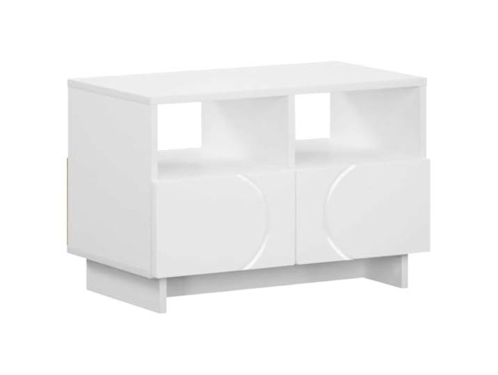 HAQWRDQSG TV-Board Weiß, Lowboard aus Holzwerkstoff 60x34,5x40 cm Kompakter Fernsehschrank mit 2 flexiblen Schubladen, ideal für Schlafzimmer und kleine Wohnräume mit Flachbildfernseher.