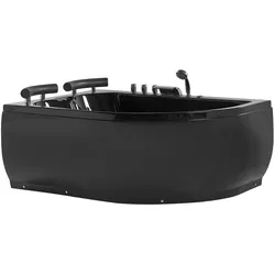 WHIRLPOOL-BADEWANNE mit LED 113x160x63 cm schwarz Paradiso