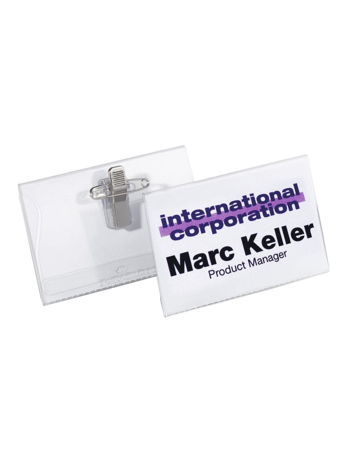 DURABLE name badge - for 40 x 75 mm - transparent (pack of 50)