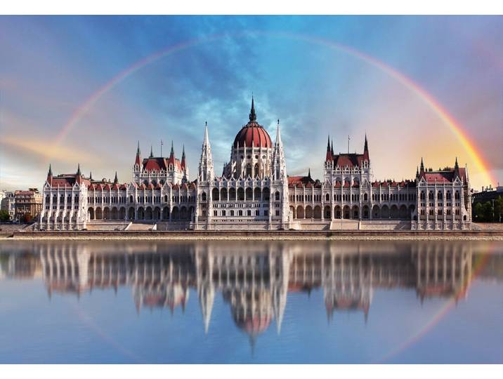 Fototapete PAPERMOON Kathedrale mit Regenbogen , bunt, B:2m L:1,49m, Vlies, Tapeten, Fototapete