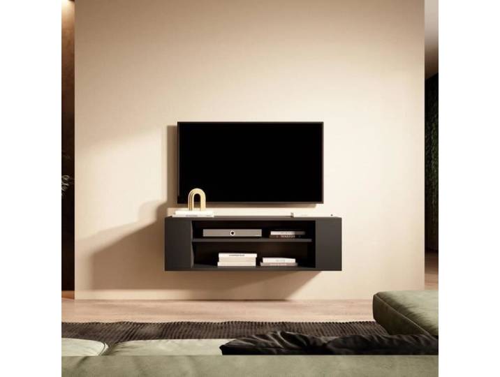 Meuble TV - WERI - 100 cm - noir - style moderne