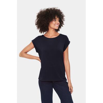 Rundhalsshirt SAINT TROPEZ, Damen, Gr. XXL, blau (night sky), Jersey, Obermaterial: 95% Lyocell, 5% Elasthan, Basic hüftlang, Rundhals, Aufschlag, Shirts Rundhalsshirt, Basic in edler LYOCELL Qualität
