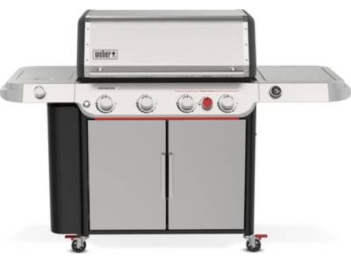 Weber - Barbecue Gaz Genesis Sp-435 4 Brûleurs Réchaud Latéral Thermomètre Digital Sur Chariot, 86x48 Cm