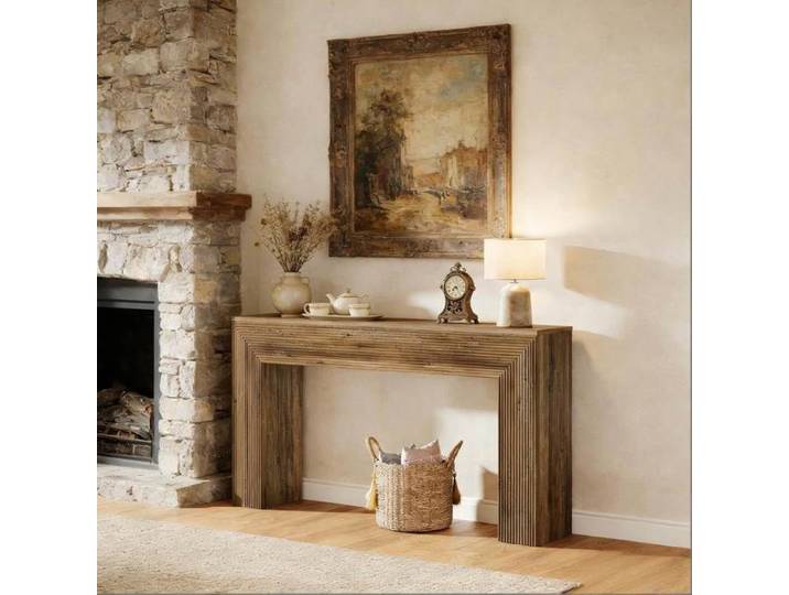Table console marron 160 x 30 x 85 cm meuble d'entrée polyvalent structure MDF aspect bois