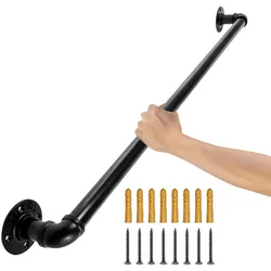 VEVOR Retro Wasserrohr Handlauf 60cm Industrieller Geländer Schutzbügel Handlauf Kohlenstoffstahl + Mattes Finish Geländer Retro Industrie 200kg Traglast ideal für Handläufe im Innen-/Außenbereich
