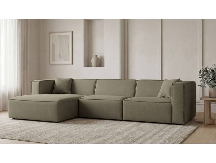 Ecksofa, Webstoff Fein, Braun/Schwarz, 312×154 cm, Bodentief, Klassisch, OTTO HOME