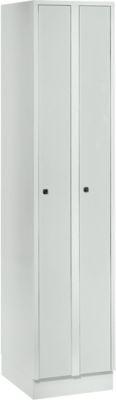 Raumspargarderobe, Abteilbreite 200 mm, abschließbar, 2 Abteile, lichtgrau