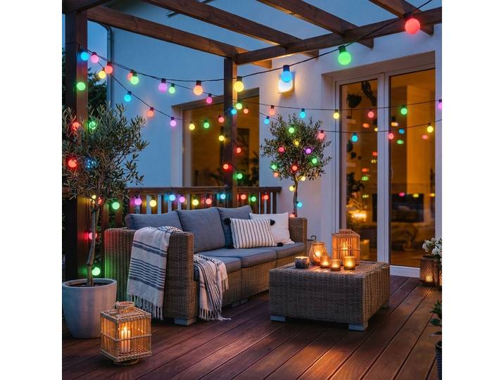 2er-Set WLAN Partylichterkette RGB 10,8 m mit 48 LED Kugeln Ø30 mm, App, IP65