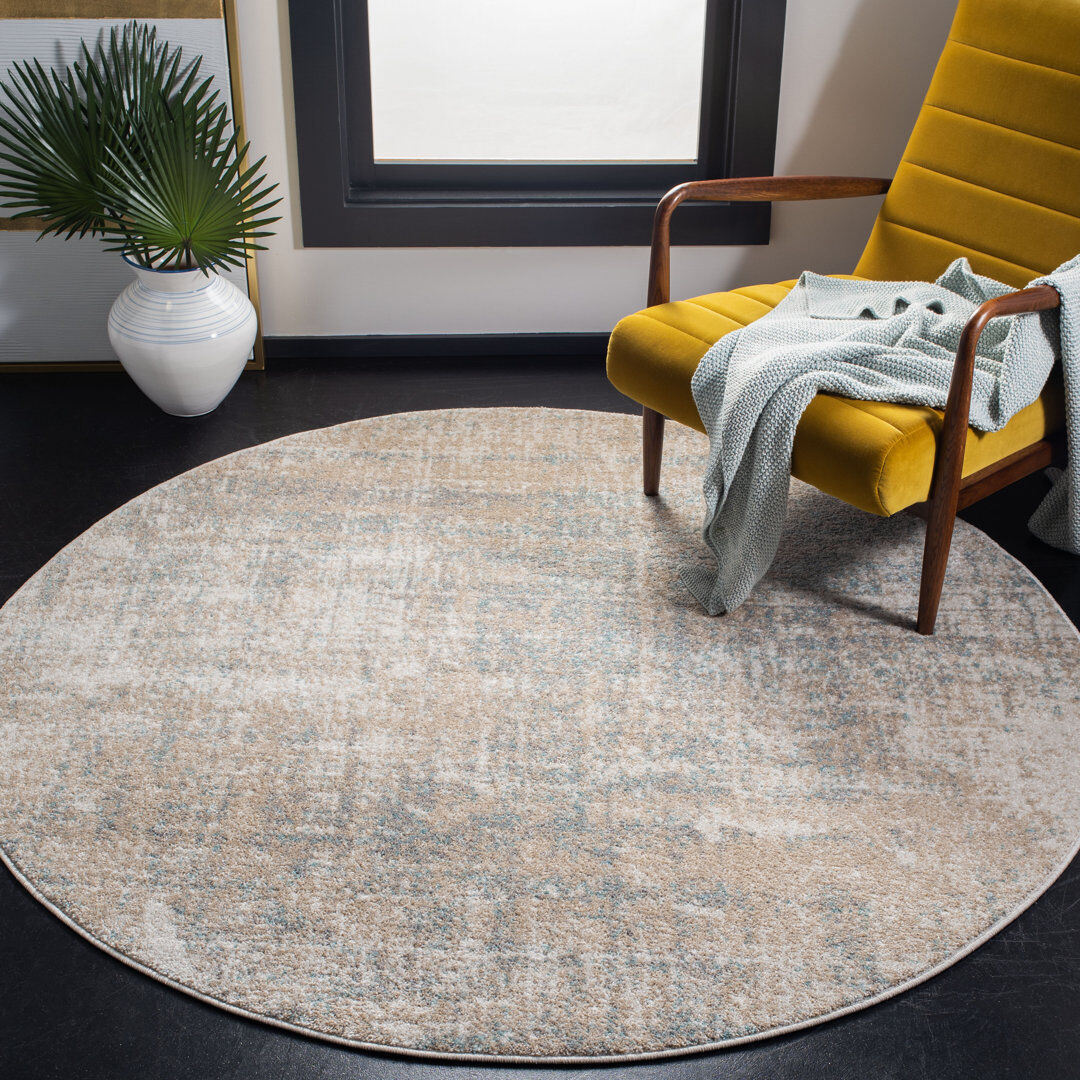 Trent Austin Design Alaric Geometric Area Rug Beige/Slate Round 201 cm
