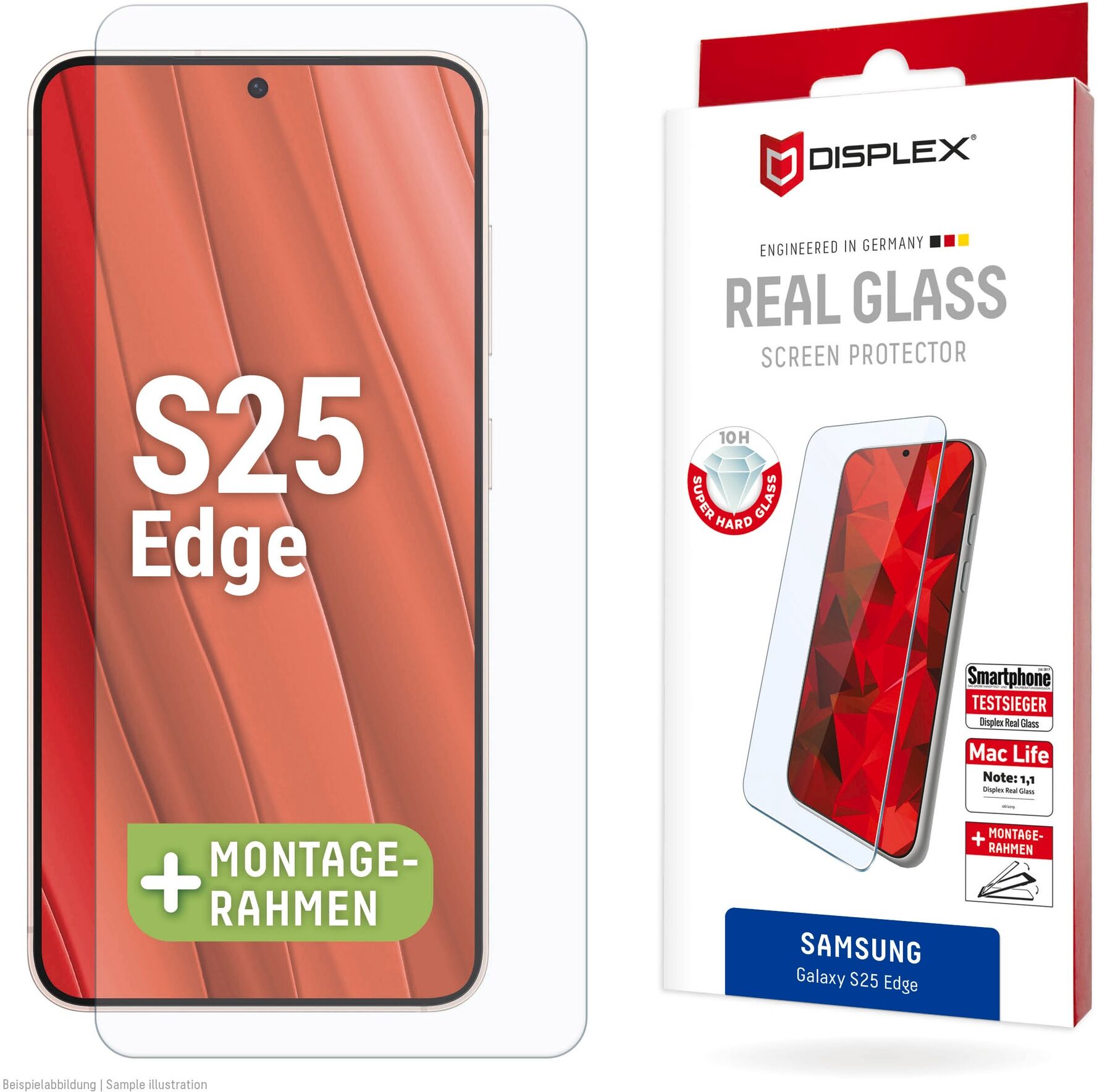 Displex Displayschutzglas "Real Glass Screen Protector", transparent, B:9cm H:1,2cm T:20mm, Displayfolien, Displayschutzfolie, Schutzfolie, Bildschirmschutz, kratz- & stoßfest, Displayschutzglas