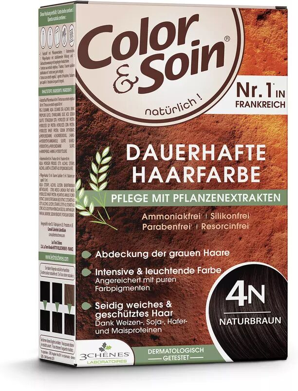 Color & Soin - Coloration végétale 4N Châtain Foncé, 135 ml