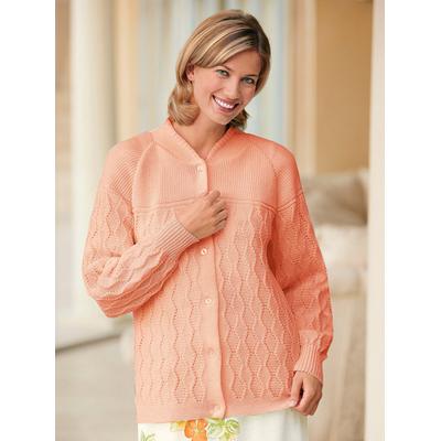 Strickjacke WÄSCHEPUR, Damen, Gr. 48/50, rot (apricot), 50% Wolle, 50% Polyacryl, unifarben, Strickjacken Strickjacke