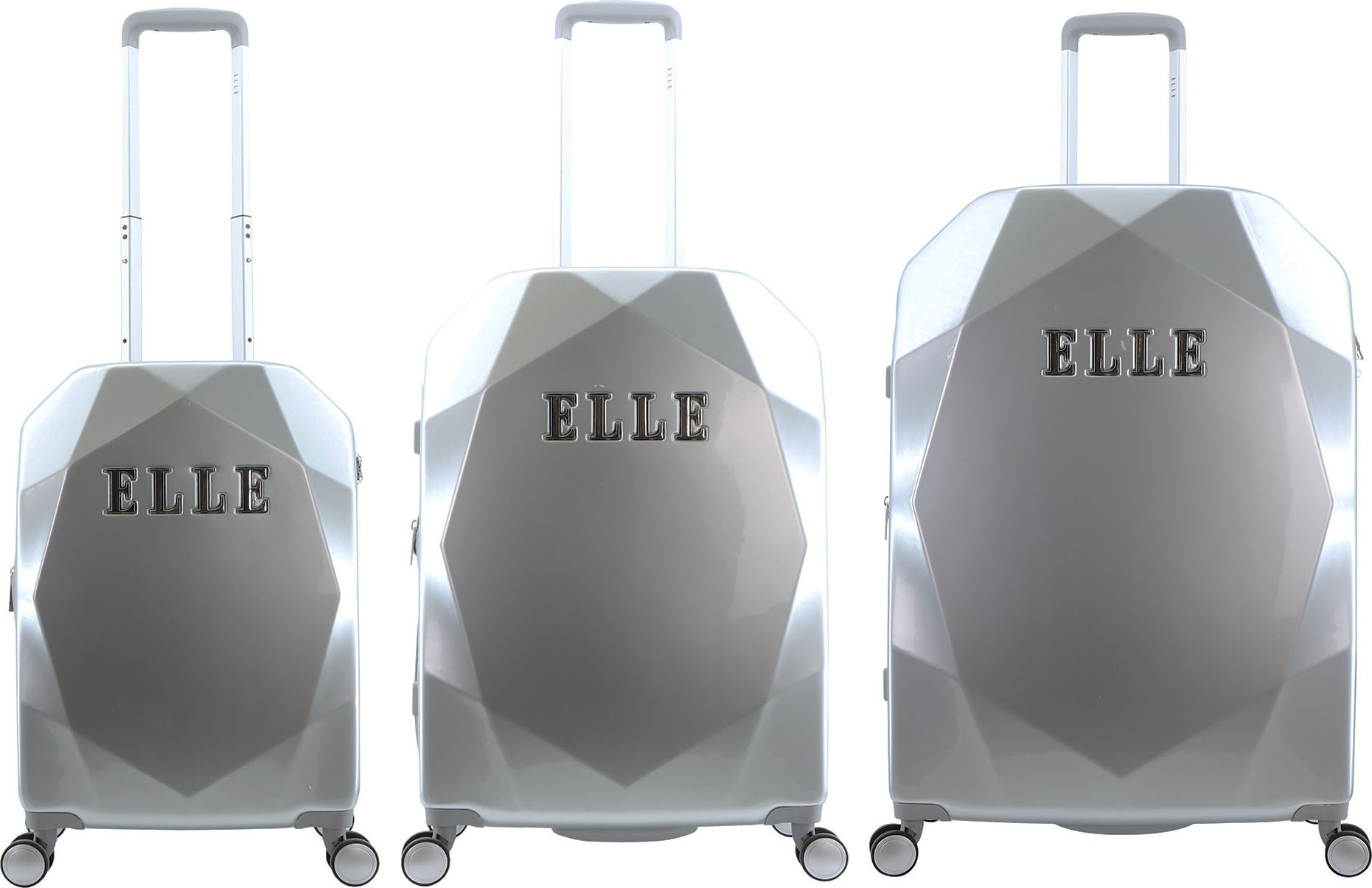 ELLE Koffer Diamond Spinner Trolley SET 4 tlg. Silver