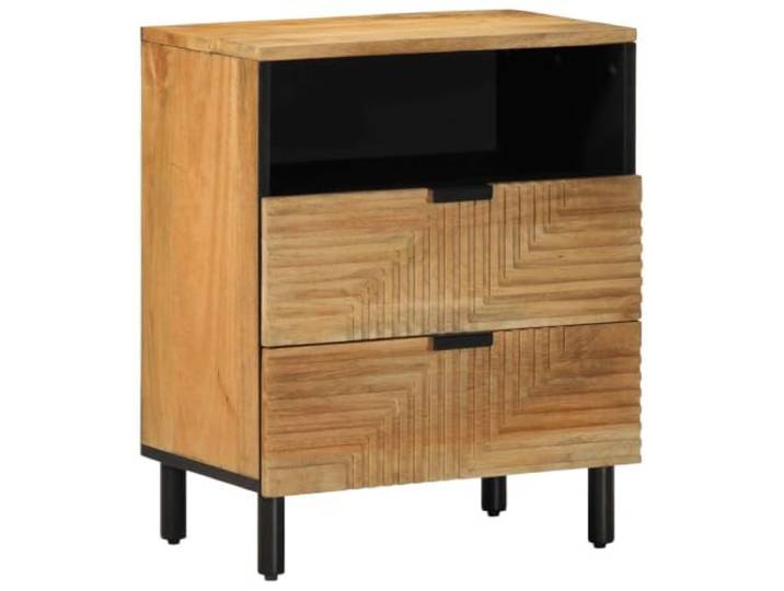 HEFZGDB Nachttisch Braun 50x33x60 cm Massivholz Mango mit Holzbeinen und reichlich Stauraum für Wohnzimmer oder Schlafzimmer, Robustes tropisches Hartholz, Elegantes Design,