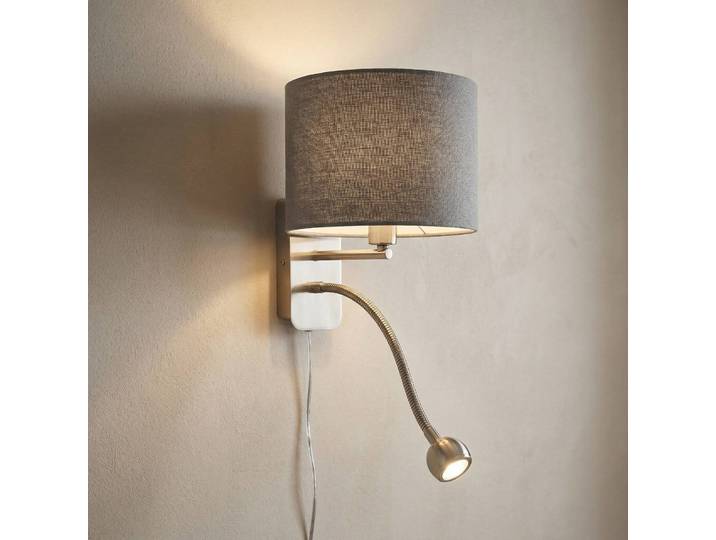 Trio Lighting Wandlampe Hotel, alu / grau / zink, für Schlafzimmer, Metall, Modern, Wandleuchte, Wandlampe Innen