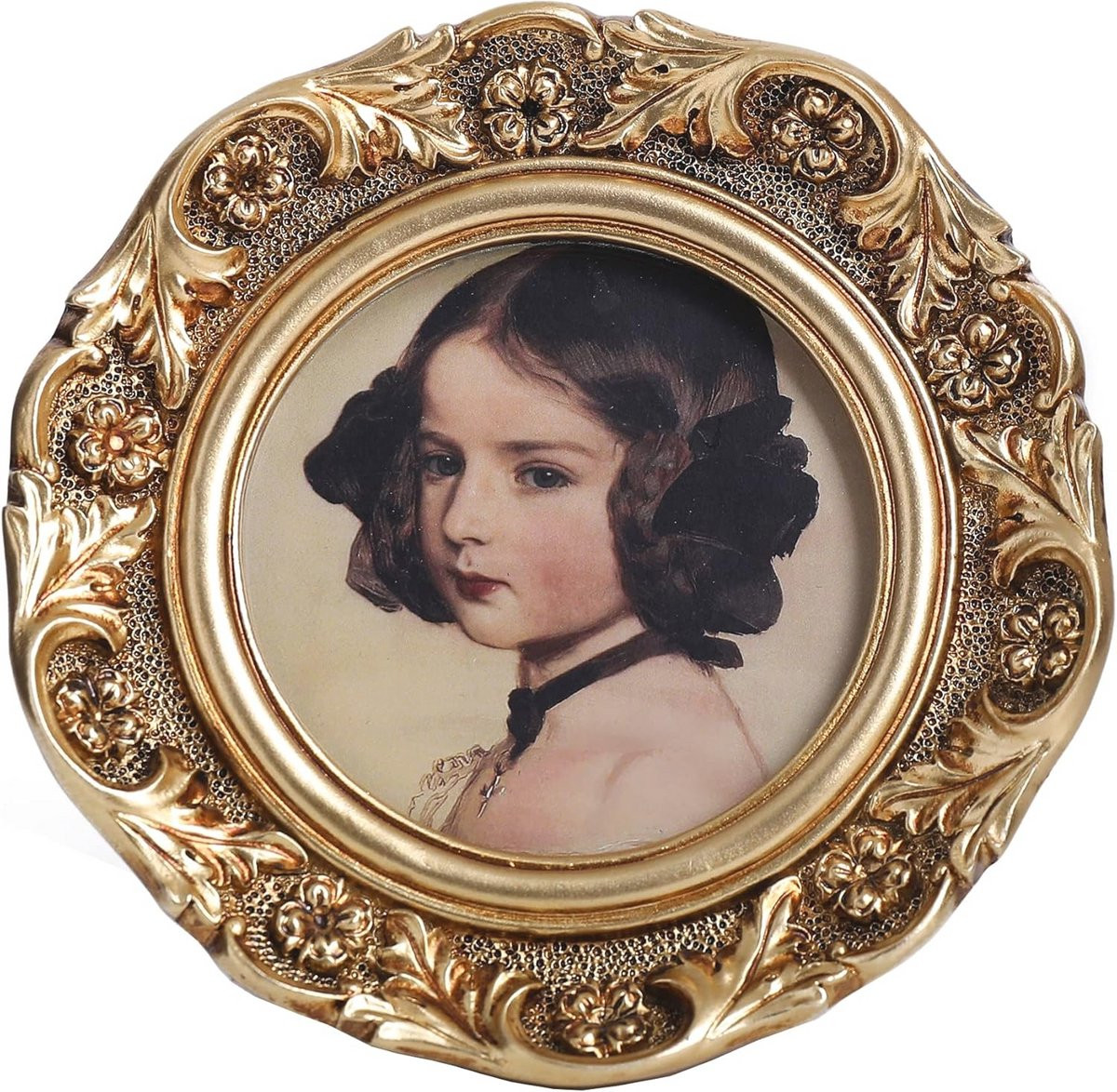 Vintage gouden ronde fotolijsten in antieke stijl, 3x3 inch