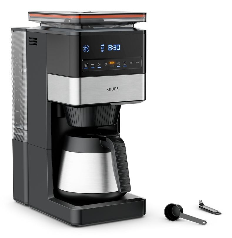 Krups KT8428 Grind Aroma XL 15 Tassen Thermo Filterkaffeemaschine (Schwarz, Edelstahl) KT842810