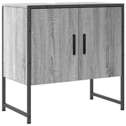 Helloshop26 - Platzsparender Bad-Waschtischunterschrank 60 x 33 x 60 cm Holzwerkstoff Grau Sonoma