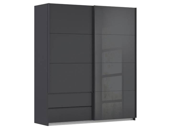 Schwebetürenschrank mit Glas 181cm Karpo, Grau