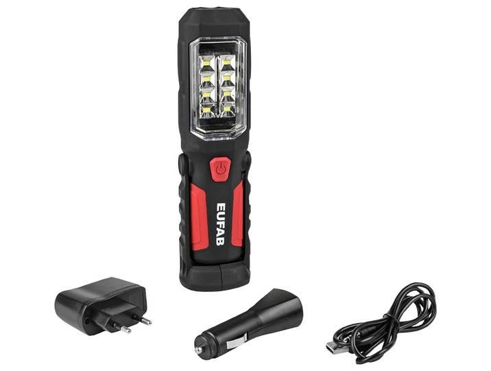 LED Arbeitsleuchte EUFAB, schwarz (schwarz, rot), B:5,5cm H:4,5cm, Leuchten, LED Arbeitsleuchte