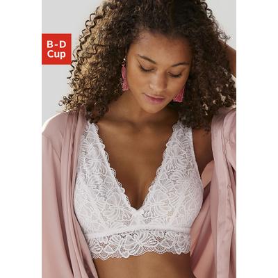 Bralette-BH NUANCE BY LASCANA "BH ohne Bügel, bügelloser BH, Soft-BH, Longline-BH, Spitzen-BH", Damen, Gr. 70, Cup D, weiß, Microtouch, Obermaterial: 86% Polyamid, 14% Elasthan, BHs, sexy Dessous, sexy Unterwäsche