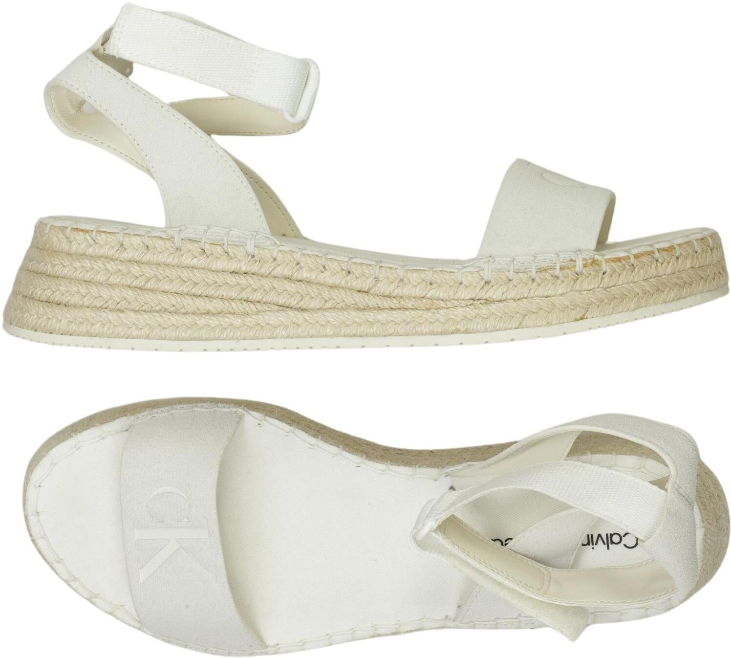 Calvin Klein Jeans Damen Sandalen, Weiß, Gr. EU 40, Leder - Second Hand