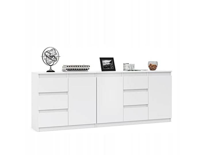 VBChome Kommode 120 x 35 x 75 cm und 80 x 35 x 75 cm Weiß Grifflose Schubladenkommode Mehrzweckschrank für Flur Schlafzimmer Wohnzimmer Kinderzimmer