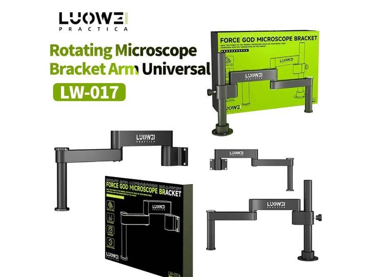Luowei Microscope Rotatif LW-017 Invite ket Bras 360 ° Universel Flexible Pliant Réglable macro Levage Métal Forgage Rapide ket