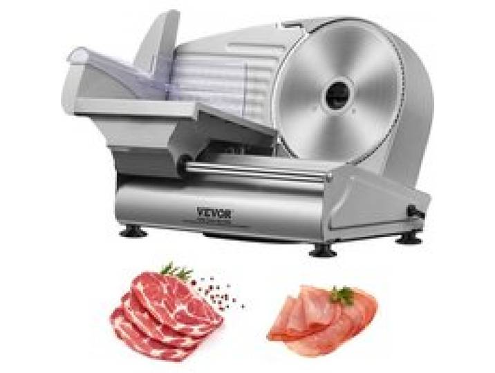 VEVOR Heimgebrauch Fleisch Allesschneider 180 W, 80–120 U/min Elektrische Aufschnittmaschine Lebensmittelschneider mit SUS420 Klingen, 0–15 mm Einstellbare Dicke für Fleisch, Käse usw.