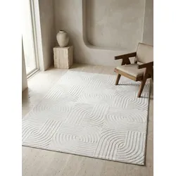Kurzflorteppich ILLER, mit 3D-Design, aus Jute, Creme, 80 x 250 cm