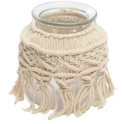 Deko-Flasche Ø 14 cm Glas Beige Creme L (Large)