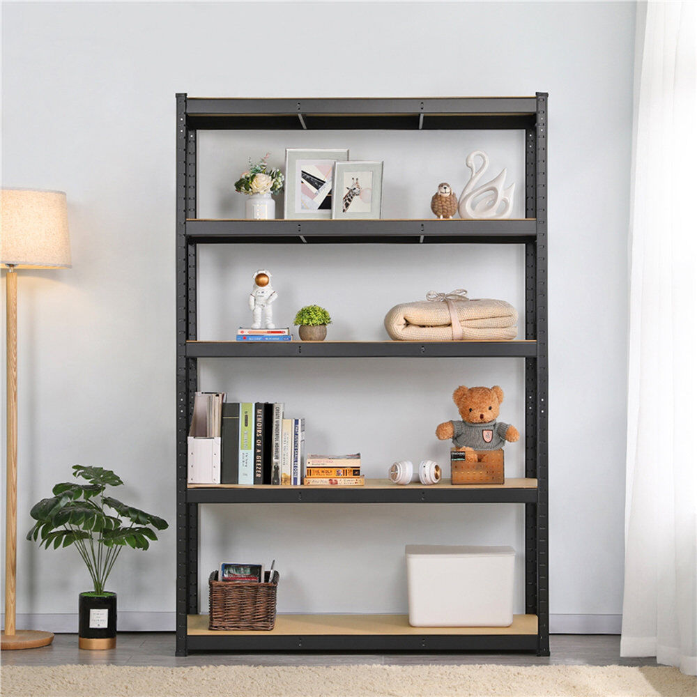 Yaheetech 180cm 4 Shelf Shelving Unit Black/Brown 180cm H x 120cm W x 45cm D