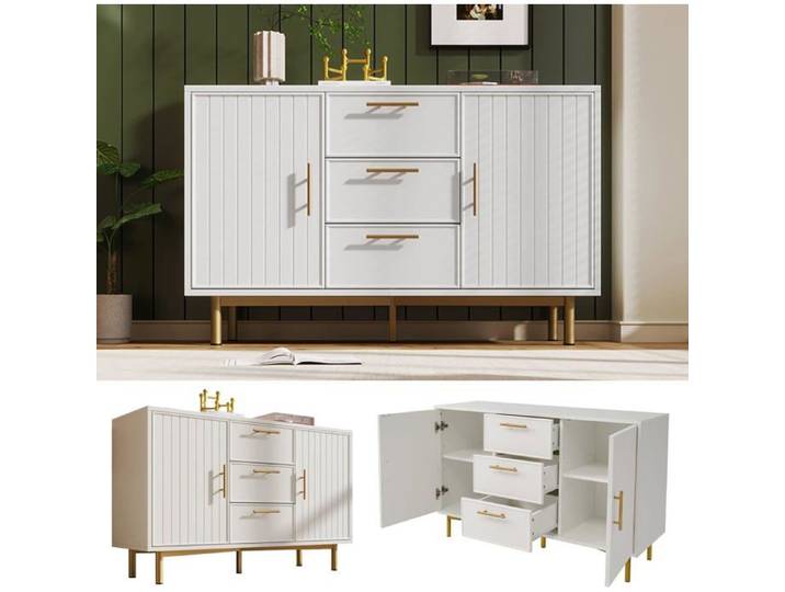Commode avec 6 tiroirs Moderne Blanche Meuble tiroir Rangement Meuble de Rangement Salon Cuisine Chambre