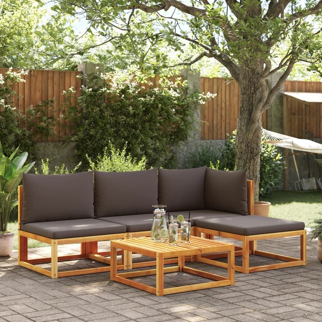 Maison Exclusive - 5-tlg. Gartensofa-Set mit Kissen Holz Akazie & Seil