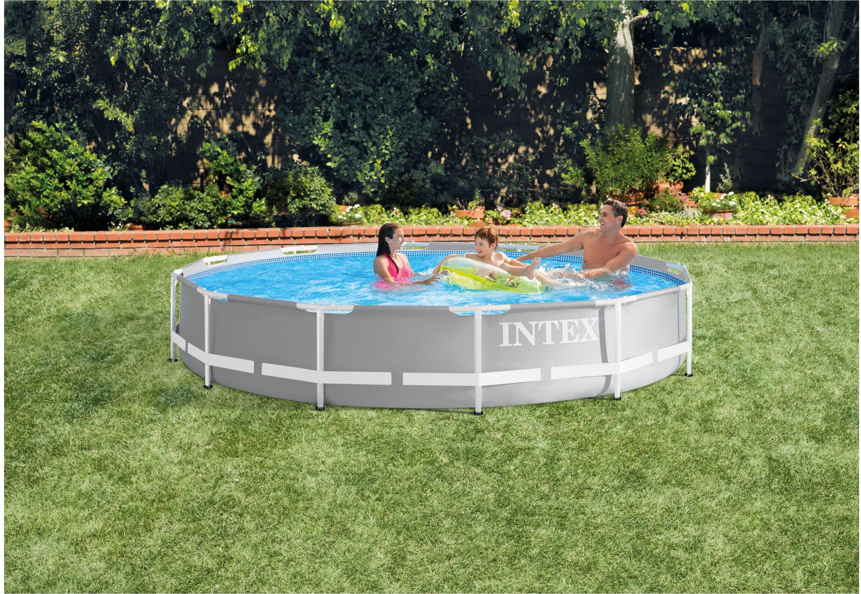 Schwimmbecken INTEX "Frame Set 366 x 76 cm", grau, B:366cm H:76cm L:366cm Ø:366cm, Schwimmbecken, Schwimmbecken grau Ø/B/H/L: 366cm x Breite 366cm x Höhe 76cm x Länge 366cm, 6.503 l