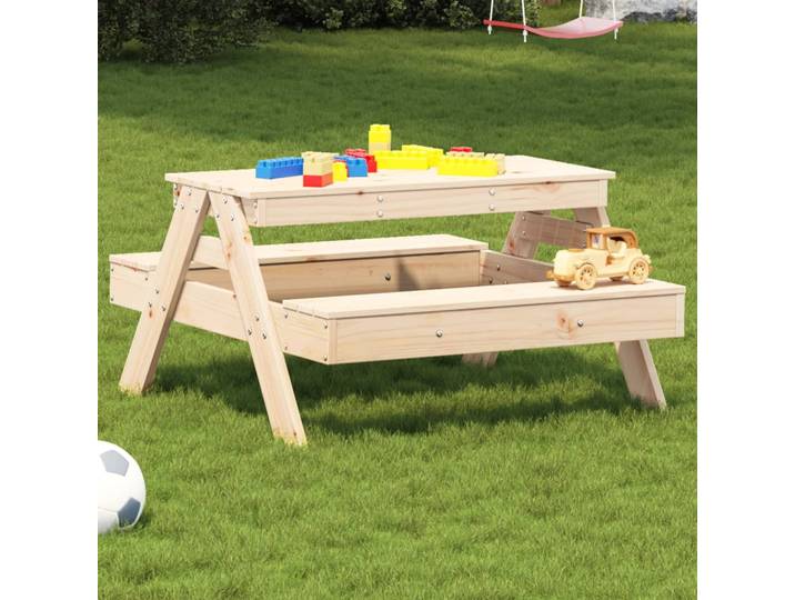 Table de pique-nique pour enfants 88x97x52 cm en bois de pin massif, table de jardin extérieure, table de pique-nique, décoration de meubles d'extérieur