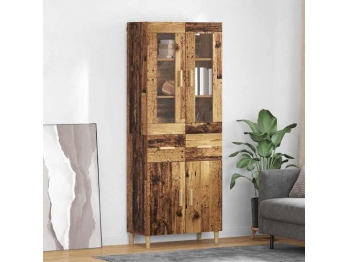 RJPLMFV Oberer Schrank aus Holz, Antik-Optik, 69,5 x 34 x 180 cm, Holz Scharniertüren, integrierte Regale, Aufbewahrung für Esszimmer, elegante Oberfläche