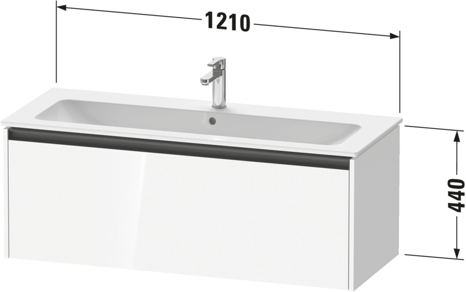 Duravit Waschtischunterschrank Ketho.2 121x48cm, we. hgl, 1 Auszug, wandhängend (K25065022220000)
