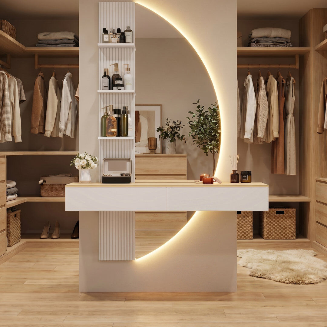 Brayden Studio Dressing Table White 143cm H X 106cm W X 40cm D