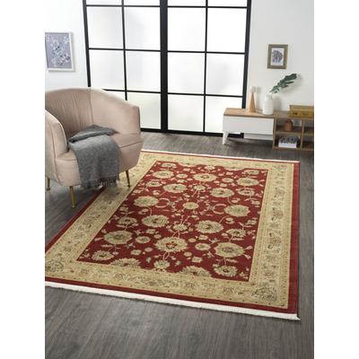 Teppich "Maryam 3", rot (weinrot, creme), B:160cm H:7,5mm L:230cm, Polypropylen (PP), MYFLAIR MÖBEL & ACCESSOIRES, Teppiche, Teppich, Kurzflor, Orient Optik, edler Glanz, besonders weich durch Microfaser