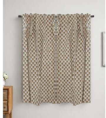 Fabdivine Pinch Pleat Curtain Cotton Drape Block Print Floral Pattern Red Window Treatment Semi Sheer Panel, Gurukul