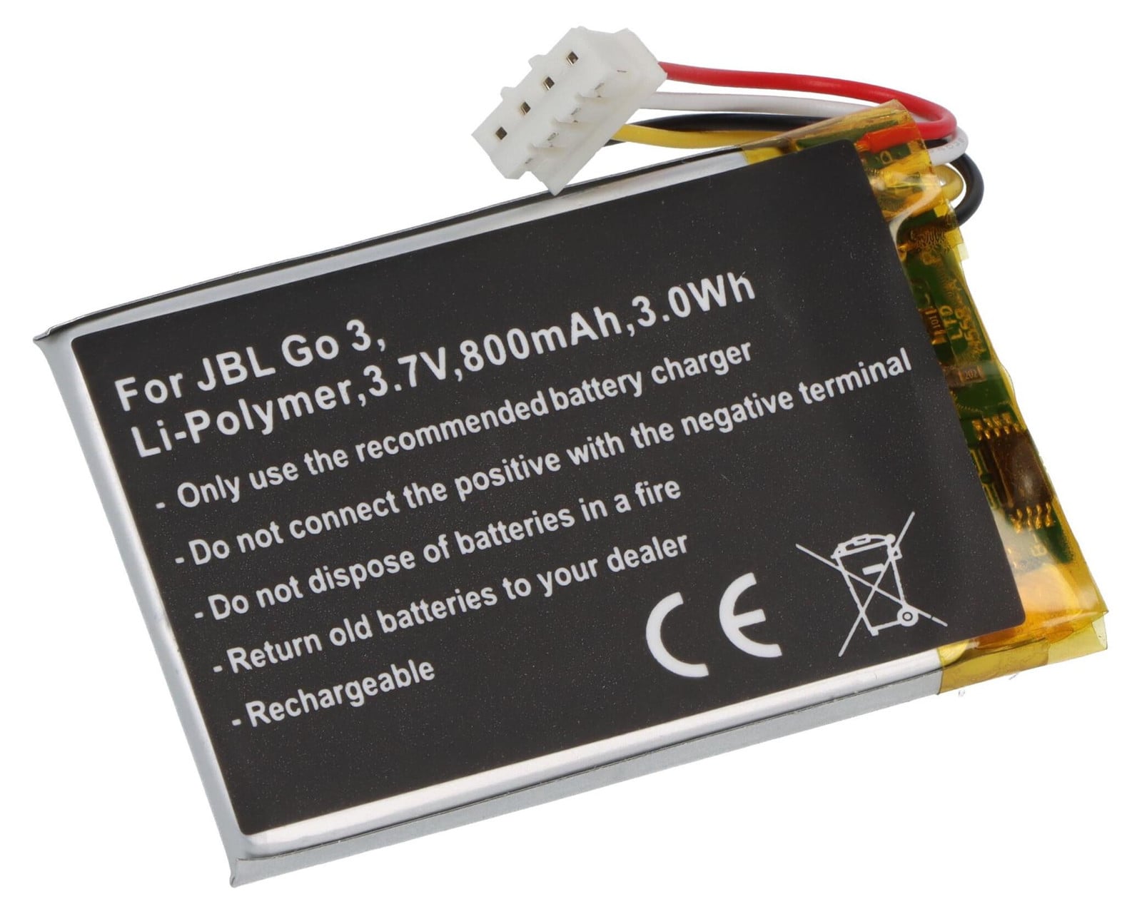 AccuCell Accu voor JBL Go 3, Lithium-polymeer, 3,7V, 800mAh, 3,0Wh