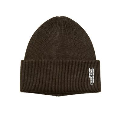 Beanie JACK & JONES "JACCOLL LONG BEANIE NOOS", Herren, braun (delicioso), Strick, Viskosemischung, bedruckt, Mützen Beanie